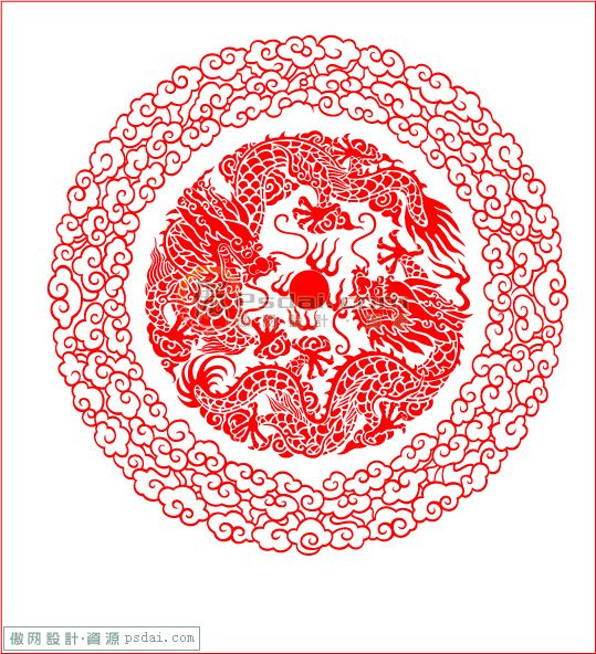 环形如意龙纹一款[双龙戏珠]--较精细--恢复