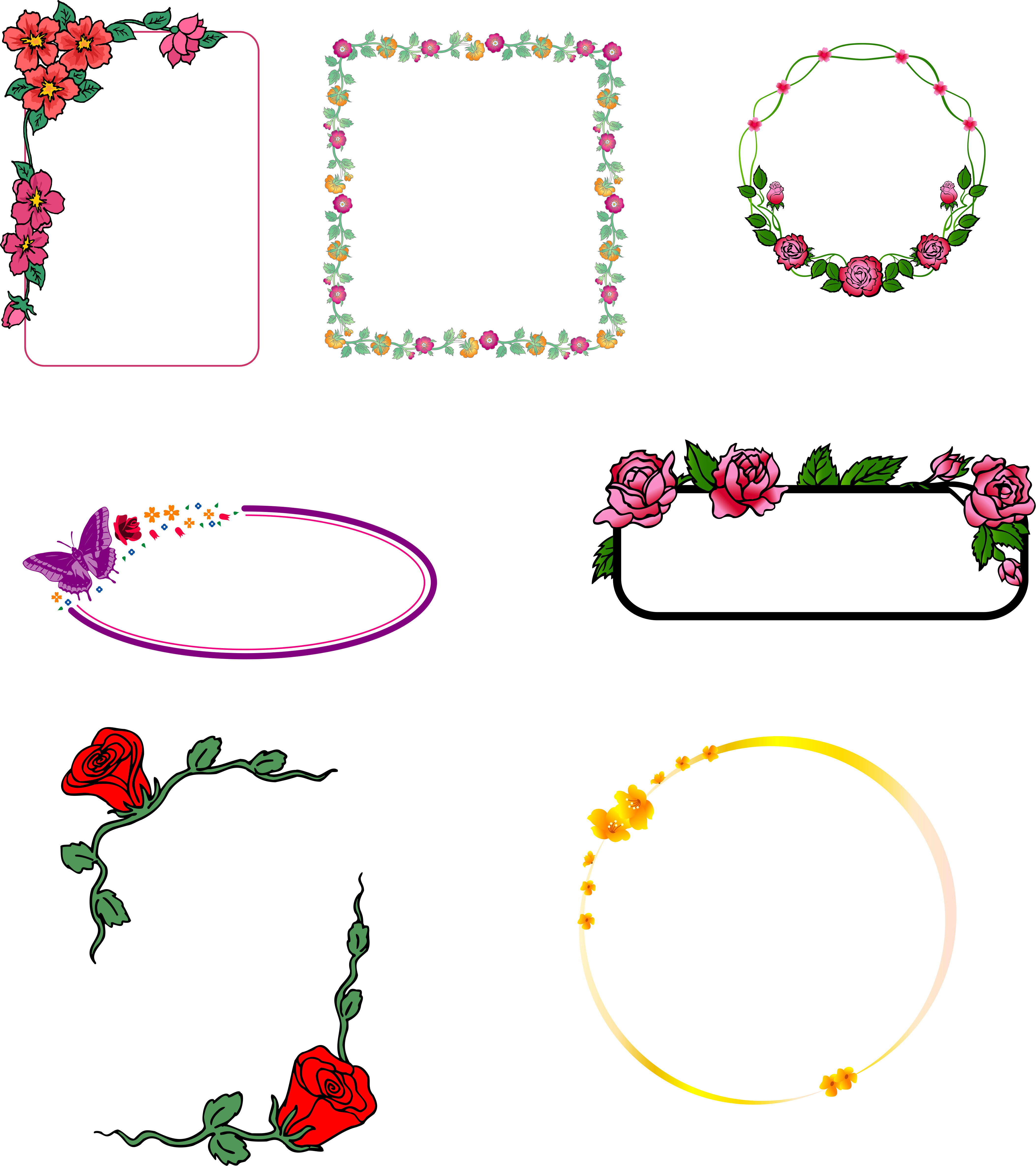 矢量的花草边框