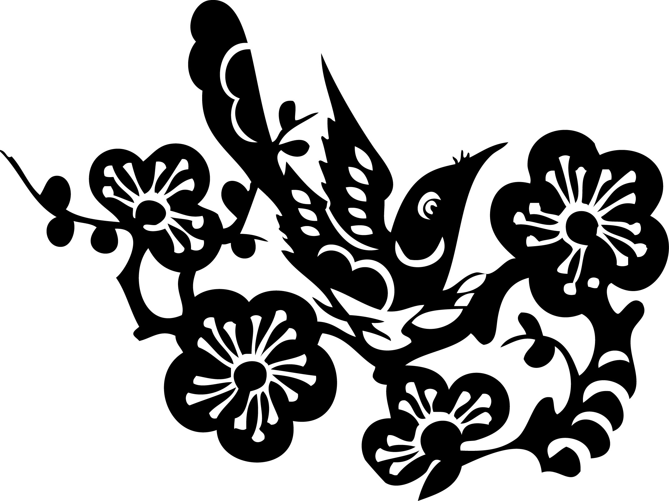 喜上枝头--喜雀剪纸矢量图