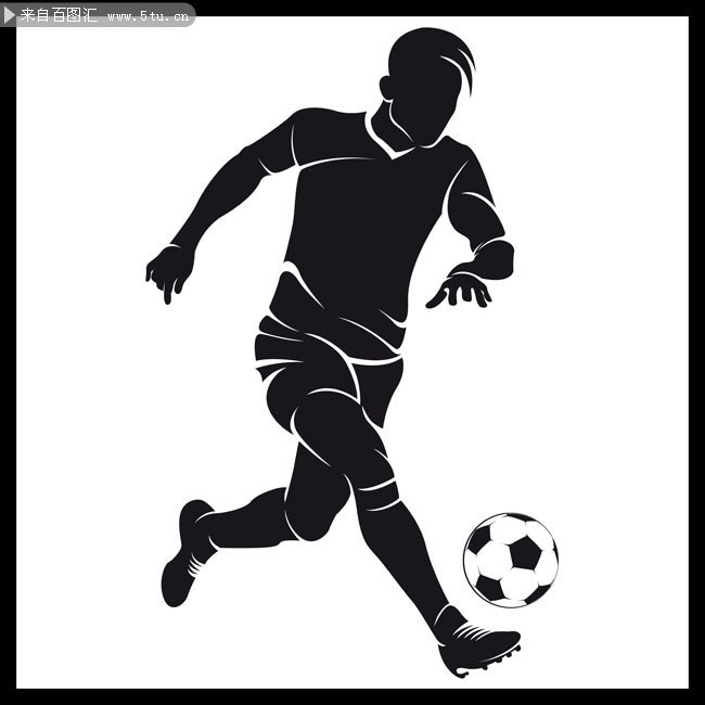 踢足球人物剪影矢量素材