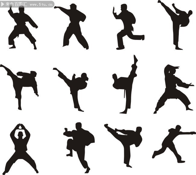 武术人物剪影素材