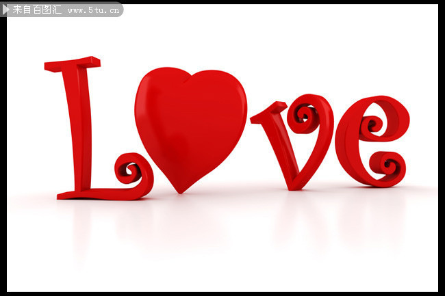 红色3d"love"字体设计高清图片