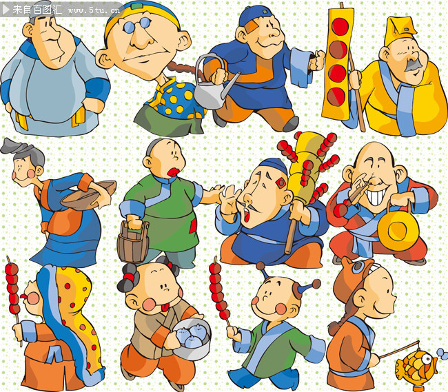 古代小贩卡通插画