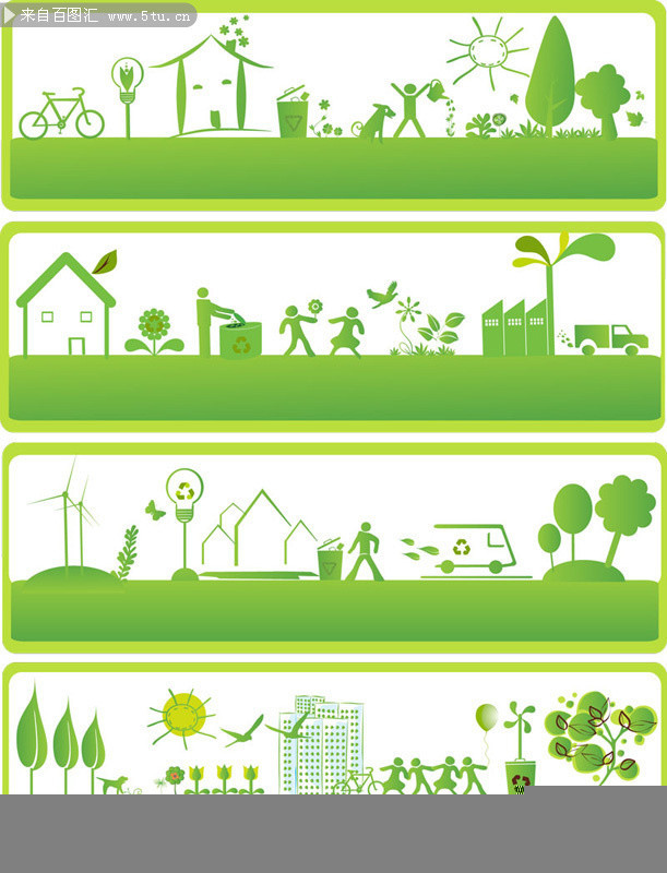 4个生态环保矢量横幅-矢量素材-百图汇设计素材