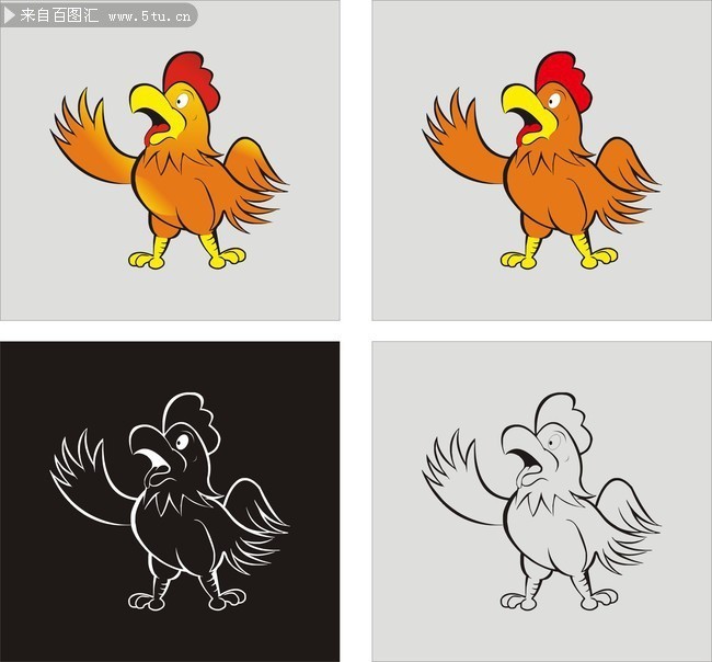 鸡 动漫鸡 卡插画 十二生肖鸡
