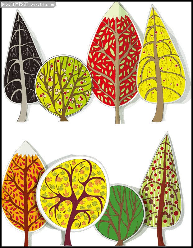 彩色树木插画