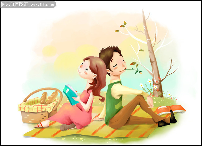 背靠背情侣图片