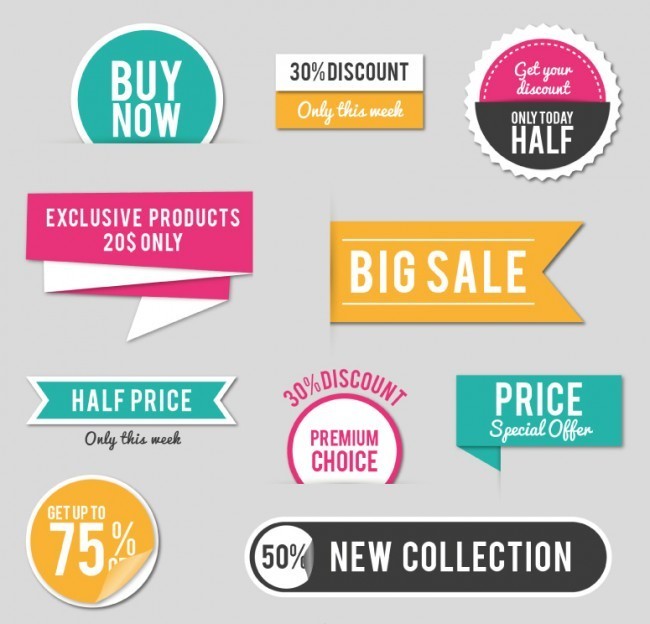 10款彩色促销标签与标贴矢量素材