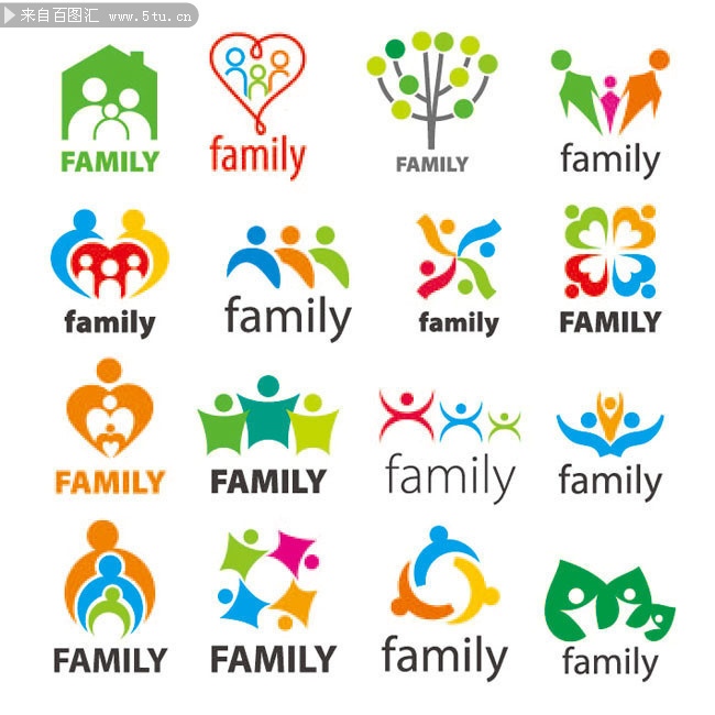 家庭人物logo素材-矢量素材-百图汇设计素材