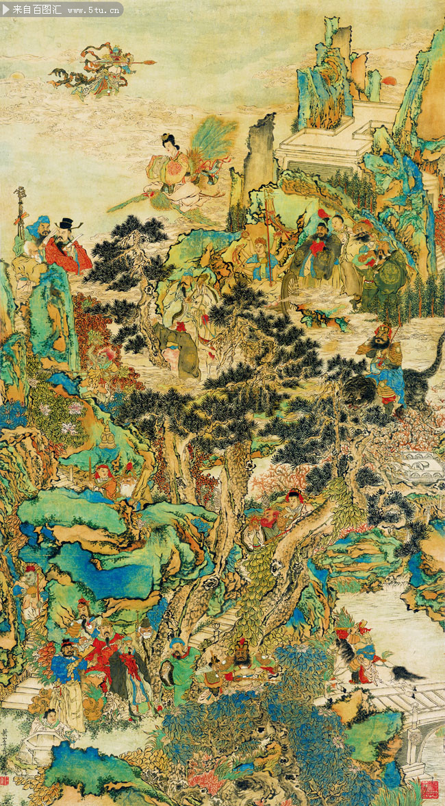 清 任薰 群仙图 纸本