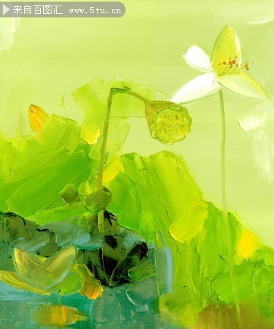 抽象荷花油画图片