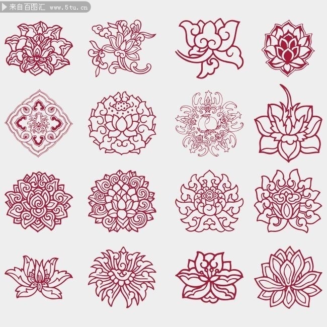 传统莲花花纹矢量图片素材
