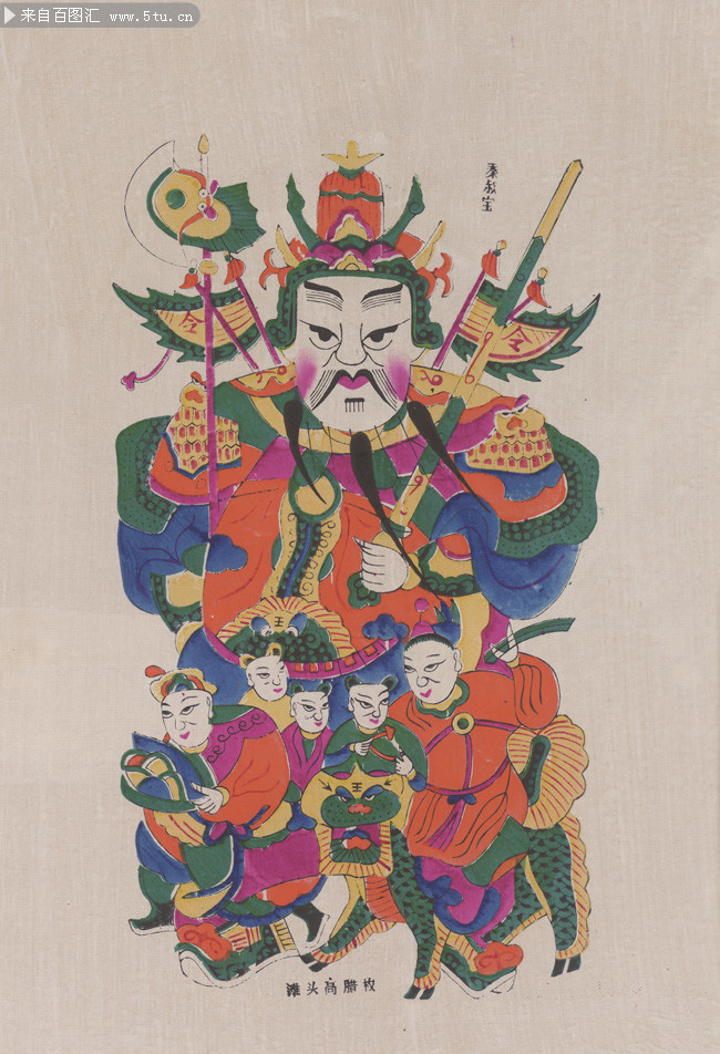 秦叔宝 滩头年画-高清图片-百图汇设计素材