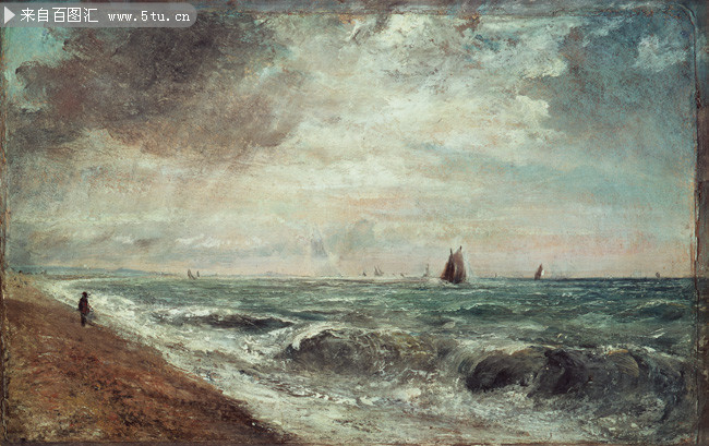 约翰 康斯坦布尔-大风浪 风景画