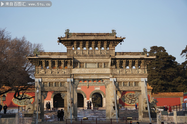 清昭陵石牌坊建筑摄影图片