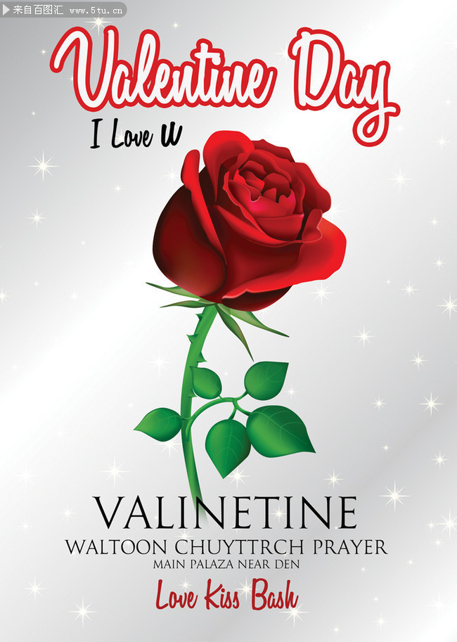 红色玫瑰花情人节海报图片