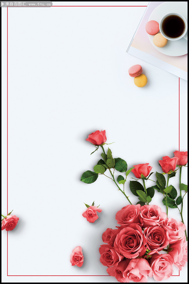红色玫瑰花情人节背景图片素材-psd素材-百图汇设计素材