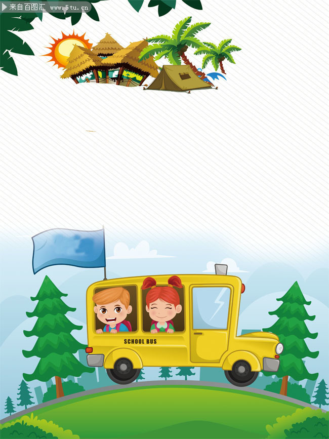 卡通校车海报背景图片素材
