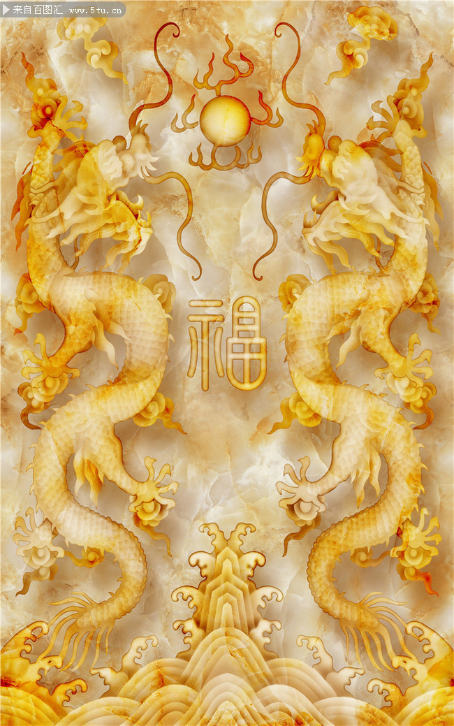 双龙戏珠大理石玄关图片素材