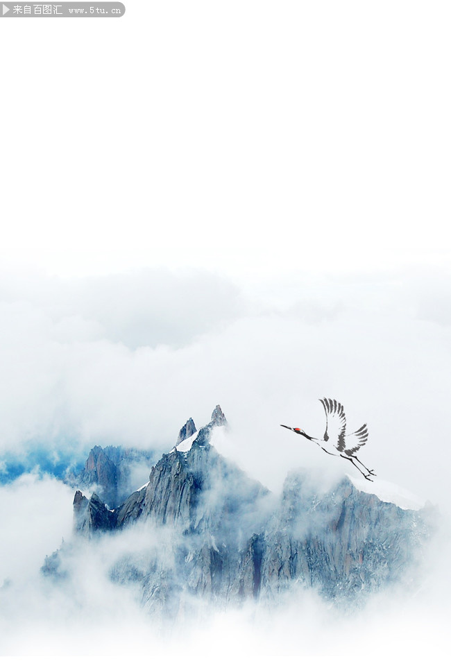 仙鹤远山重阳节海报背景-psd素材-百图汇设计素材