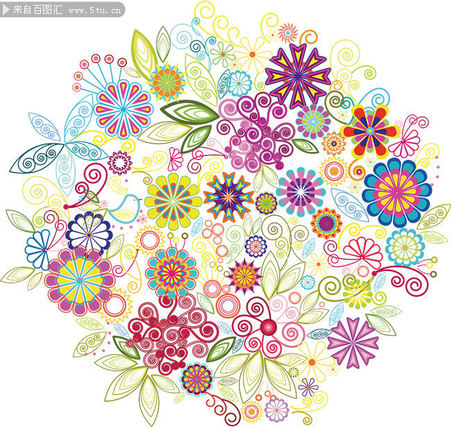 手绘水彩花纹矢量图片