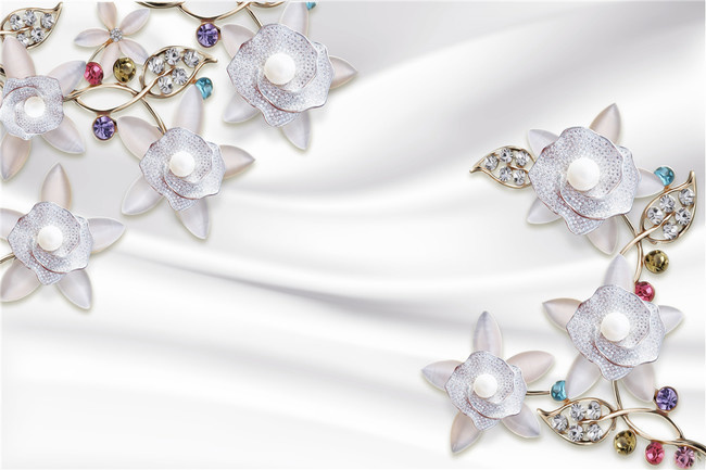 珠宝花壁画背景墙