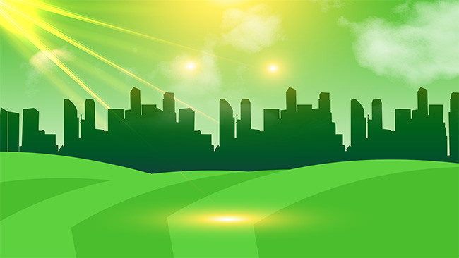 城市剪影绿色广告背景素材