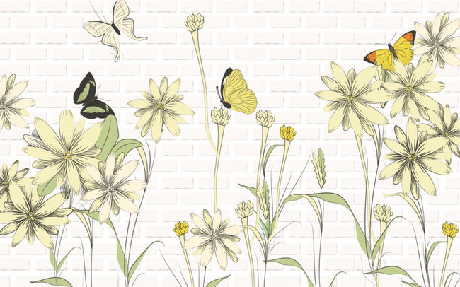 手绘菊花壁画-原创设计素材交易-百图汇设计素材