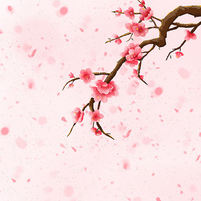 手绘梅花粉色背景-psd素材-百图汇设计素材