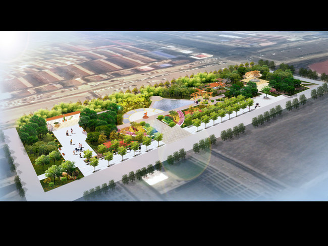 广场园林景观鸟瞰效果图