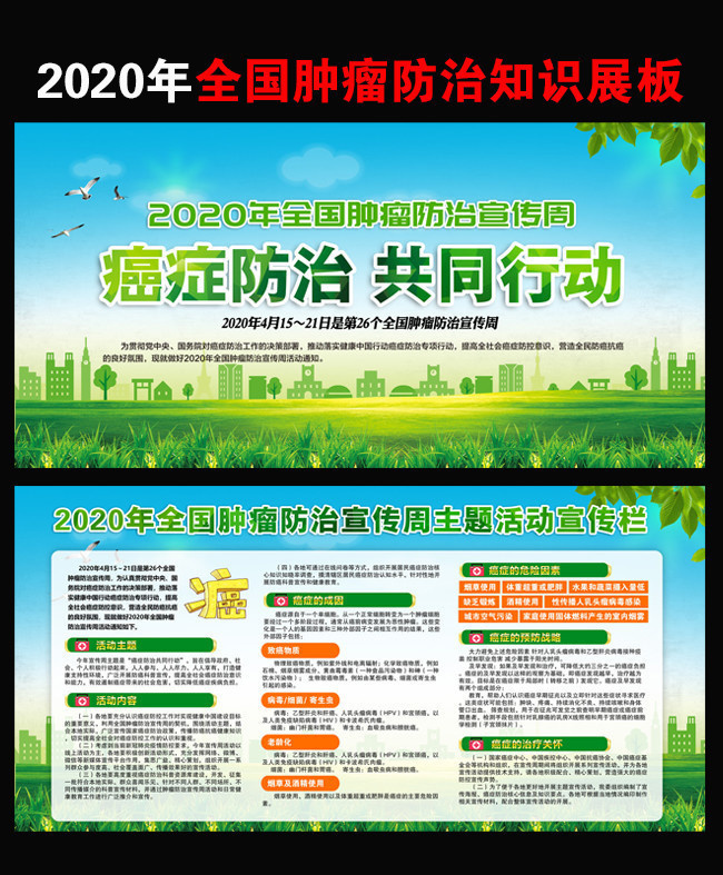 2020肿瘤防治宣传周展板设计图