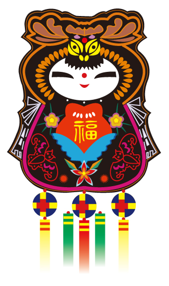 画了大半个早晨呢,标准的庆阳香包福娃