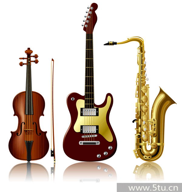 小提琴_吉它_萨克斯_几款精美矢量乐器-矢量素材区 - 共享素材汇总