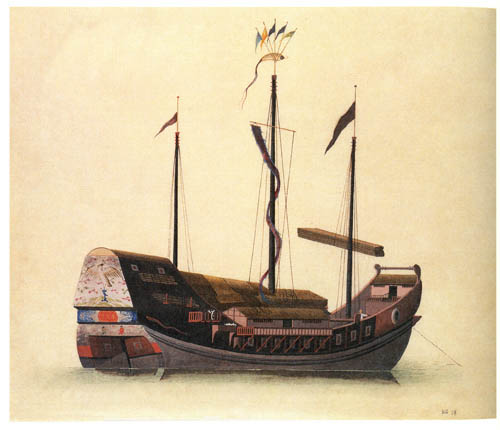 中国传统水彩画羊城风物各行各业贸易船舶