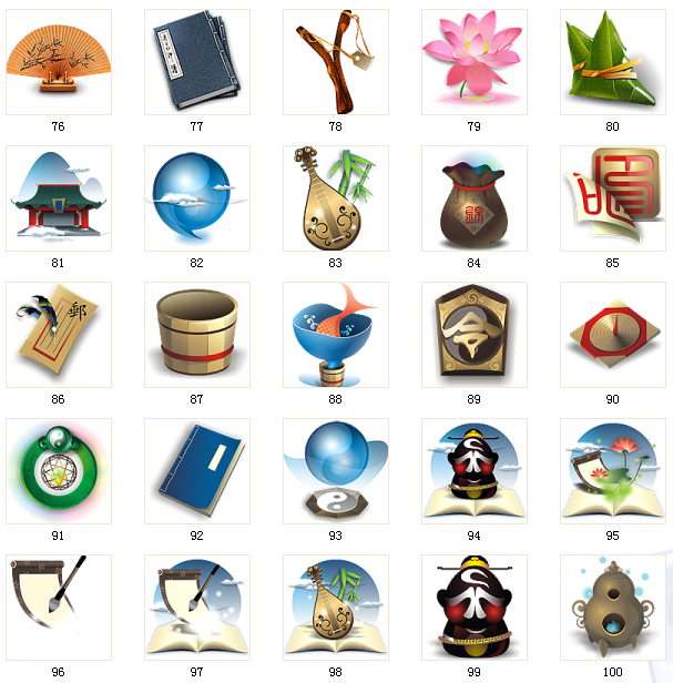 100个古典图标(png格式)