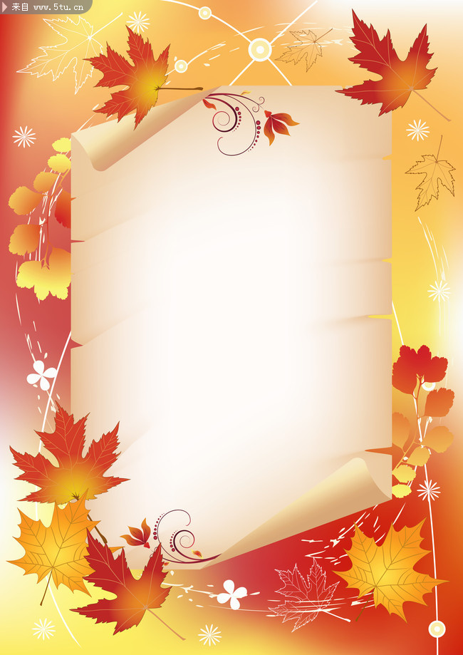 秋天枫叶主题的空白装饰边框矢量素材