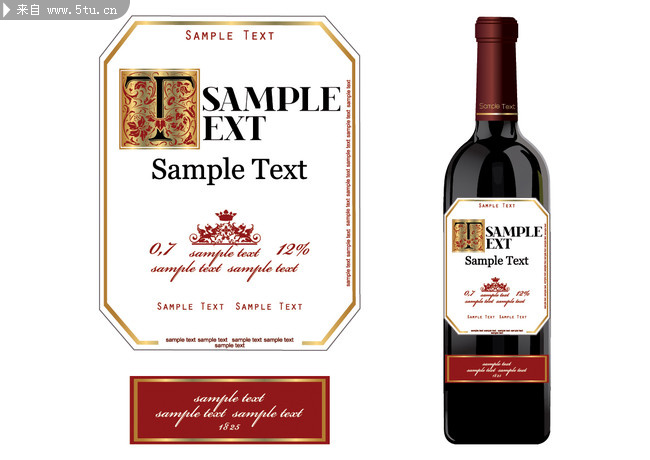 欧美洋酒瓶贴标签矢量图-矢量素材-百图汇设计素材