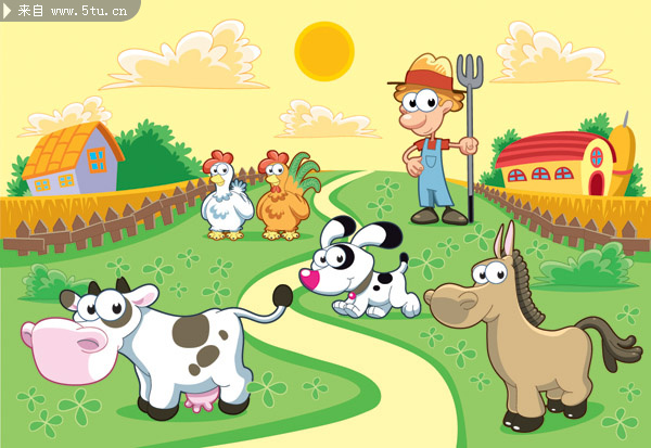 可爱开心农场矢量素材