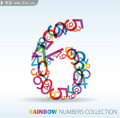 阿拉伯数字花体艺术字矢量图