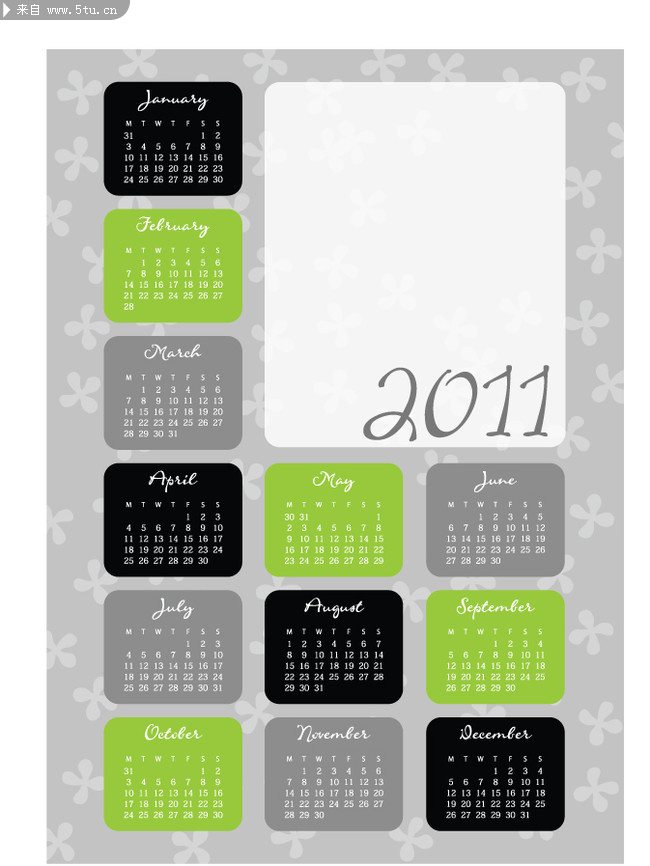 2011年历日历挂历排版设计矢量图