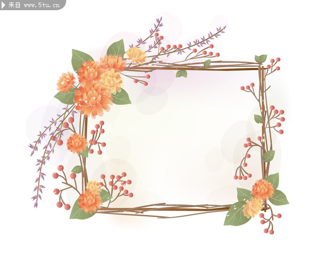 一款手绘的浪漫花儿相框
