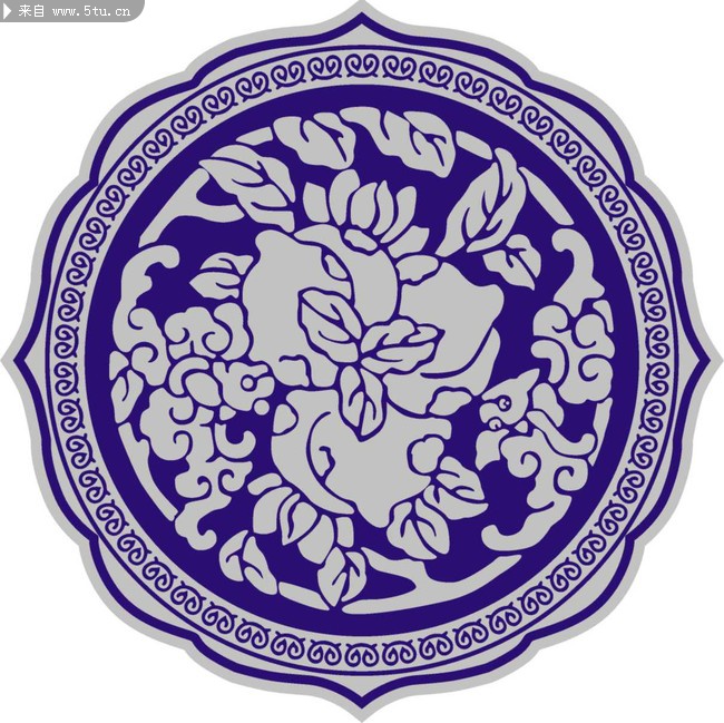 圆形古典青花瓷花纹