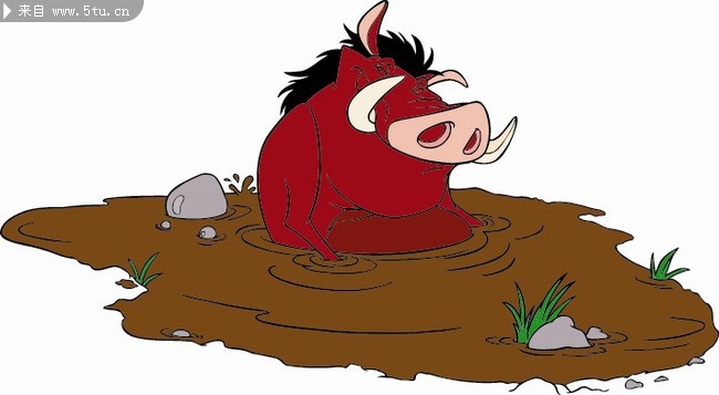 经典儿童卡通漫画野猪澎澎矢量素材