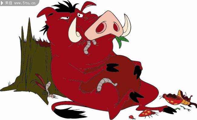 经典儿童卡通漫画野猪澎澎矢量素材