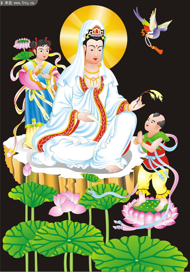 佛教素材 观世音菩萨矢量图