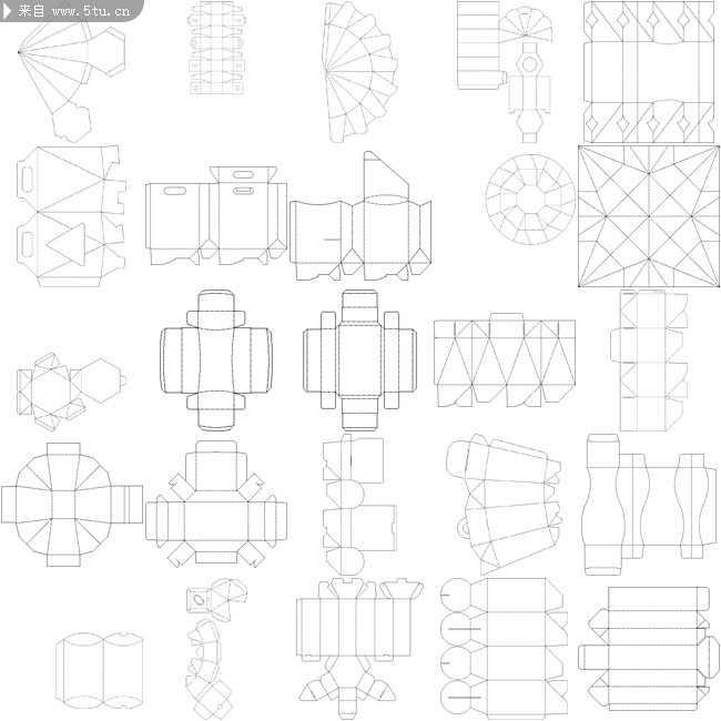 包装盒结构展开图77张打包