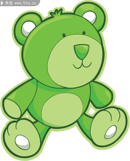 绿色熊宝宝 卡通小熊 时尚清新 小熊矢量图 卡通矢量图