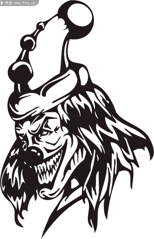 图腾纹身图案小丑花纹刺纹朋克个性纹身