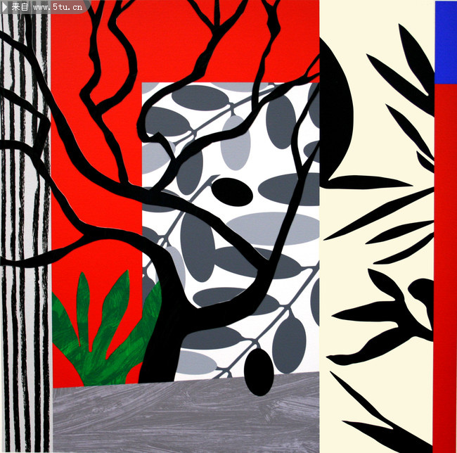 抽象艺术中的树与草图片