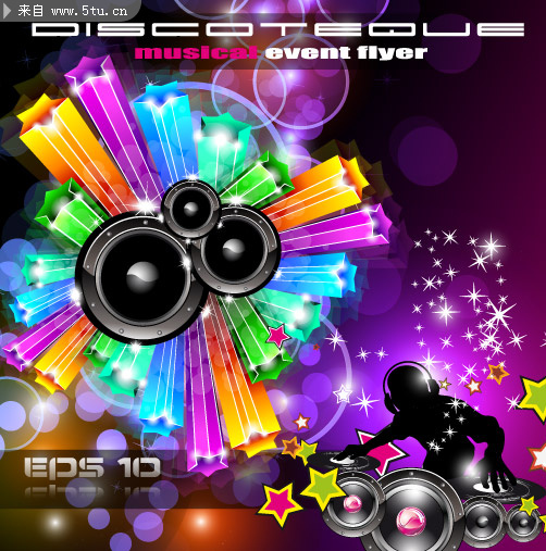 绚丽的动感音乐元素矢量素材